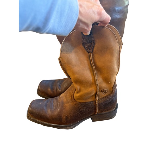 Ariat Mens Brown Leather Square Toe Cowboy Boots Western Riding Style‎ Size 9 EE